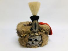 AN IMPERIAL GERMAN PRUSSIAN DEATHS HEAD 1st LIFE HUSSARS OFFICERS OPOSSUM FUR BUSBY (POSSIBLY A