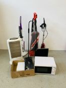 QUANTITY OF HOUSEHOLD ELECTRICAL'S TO INCLUDE VAX STEAM MOP, DIRT KING VAC, MICROWAVE,