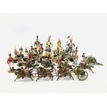 A COLLECTION OF APPROX 42 HANDPAINTED BRITONS STYLE MINATURE SPELTER MILITARY FIGURES OF VARIOUS