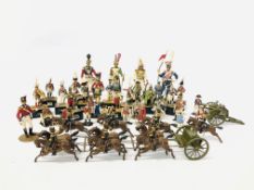 A COLLECTION OF APPROX 42 HANDPAINTED BRITONS STYLE MINATURE SPELTER MILITARY FIGURES OF VARIOUS