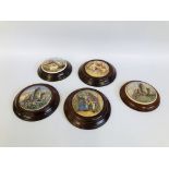 6 X VARIOUS VINTAGE POT LIDS TO INCLUDE A PAIR, UNCLE TOBY, PEACE AND TWO SHIPPING RELATED