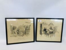 PAIR OF FRAMED PICTURES "THE TRIAL OF THE CHEATS" AND "THE DISCOVERY OF THE CHEATS" BY HARRY