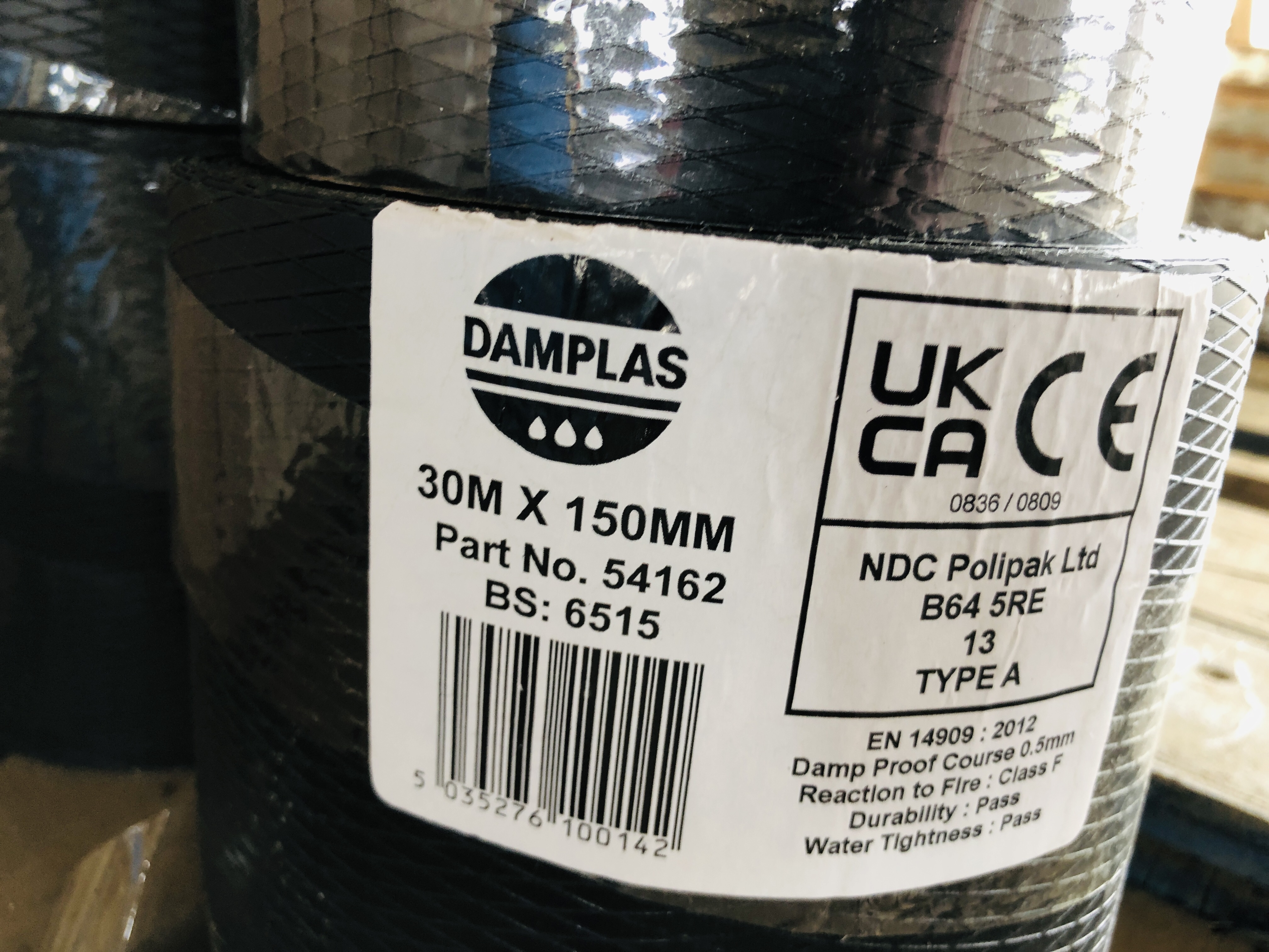 4 X COMPLETE ROLLS DAMPLAS 30M X 150MM DAMP PROOF COURSE. - Image 2 of 2