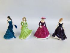 4 X ROYAL WORCESTER FIGURINES TO INCLUDE SPECIAL OCCASIONS A9, CLAIRE A11, ISLA SCOTLAND A10,