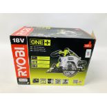 RYOBI 18 VOLT ONE+ CORDLESS CIRCULAR SAW BODY MODEL RWSL1801M BOXED (LITTLE USED) - SOLD AS SEEN.