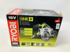 RYOBI 18 VOLT ONE+ CORDLESS CIRCULAR SAW BODY MODEL RWSL1801M BOXED (LITTLE USED) - SOLD AS SEEN.