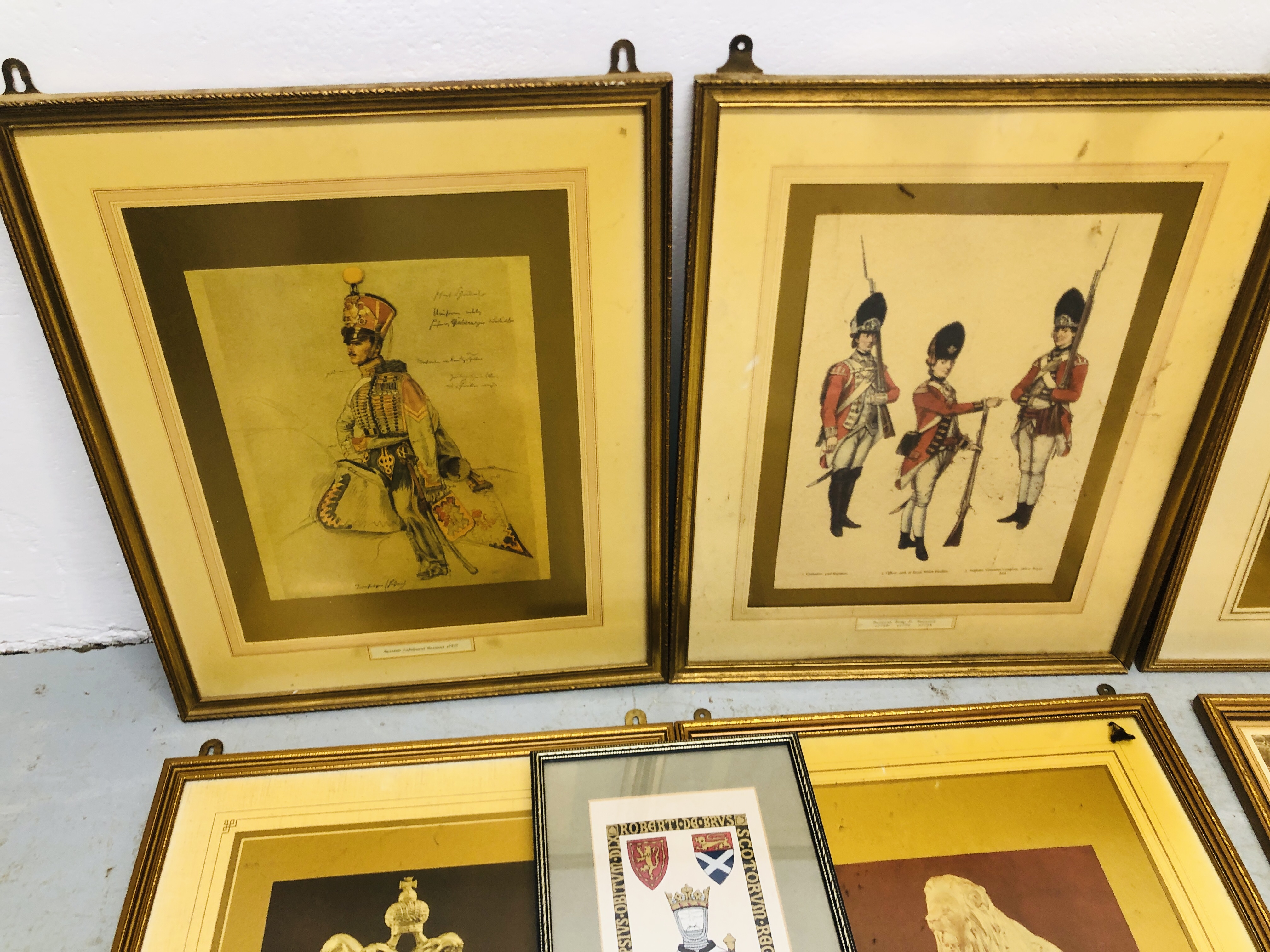 BOX OF ASSORTED FRAMED PICTURES, PRINTS AND PHOTOGRAPHS RELATING TO MILITARY UNIFORM ETC, - Image 4 of 10