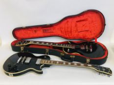 A COLUMBUS ELECTRIC GUITAR IN FITTED HARD TRAVEL CASE ALONG WITH ANOTHER COLUMBUS ELECTRIC GUITAR