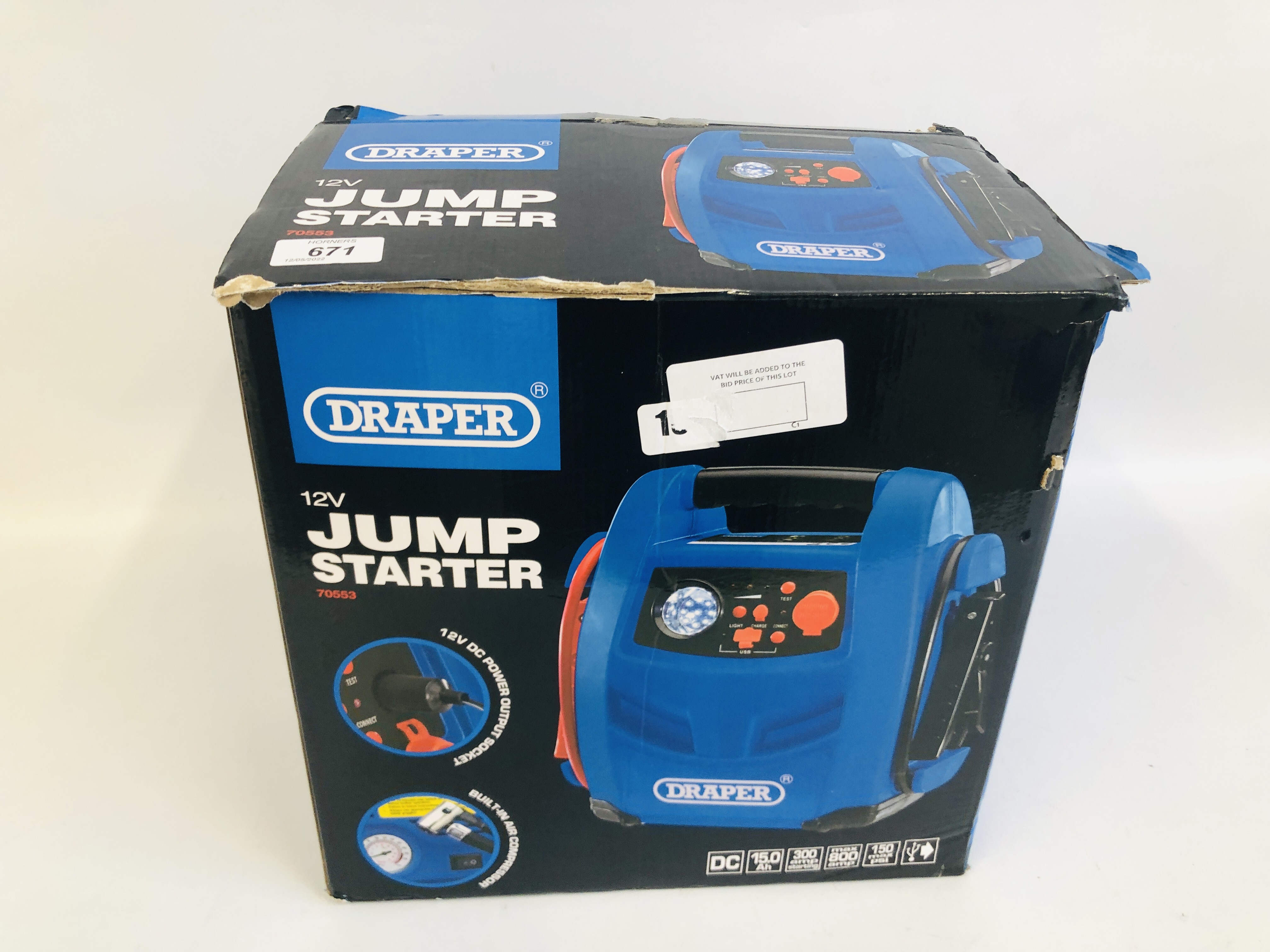 DRAPER 12V JUMP STARTER (BOXED) - SOLD AS SEEN