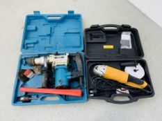 JCB 125MM ANGLE GRINDER IN CARRY CASE AND A MAKITA 660 12C HEAVY DUTY ROTARY HAMMER DRILL IN CARRY