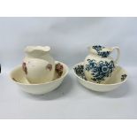 TWO WASH JUGS AND BOWLS SETS.