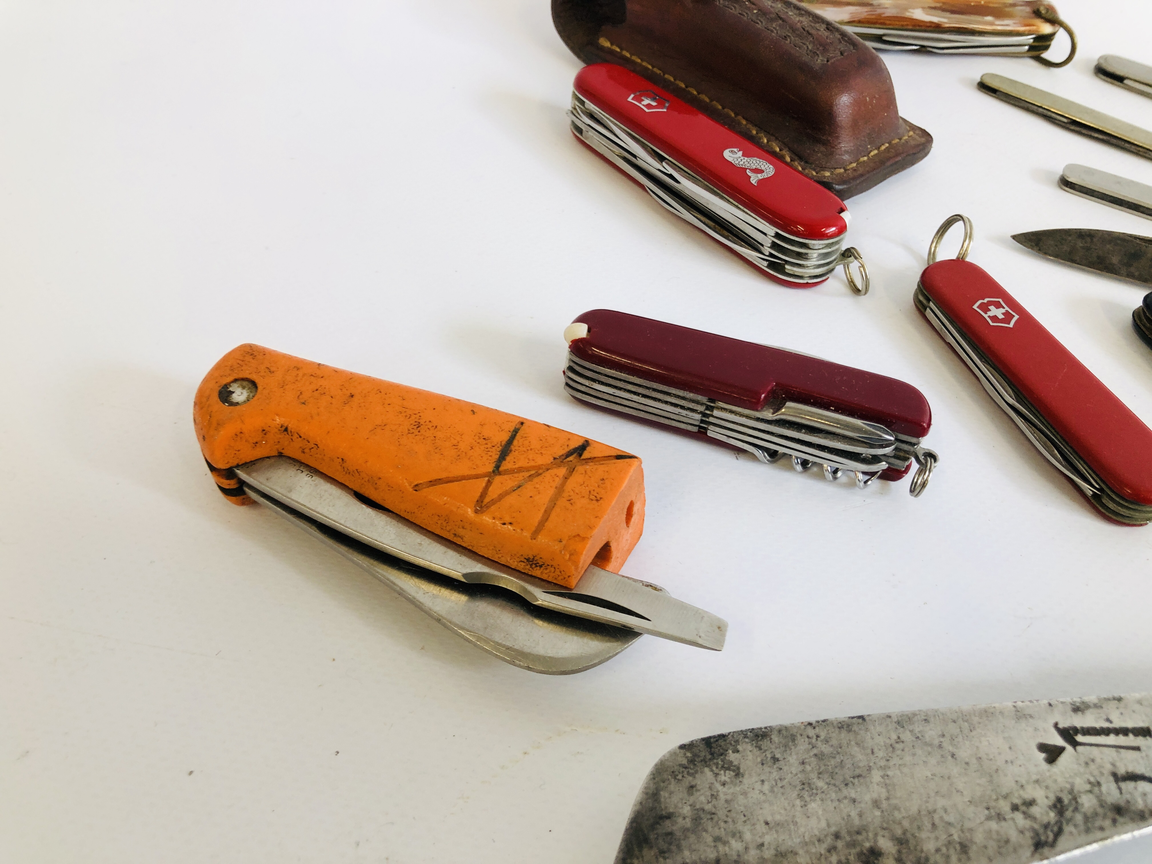COLLECTION OF ASSORTED POCKET KNIVES TO INCLUDE MANY VINTAGE HORN HANDLED, ETC. - Image 4 of 10
