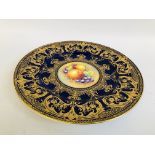 A ROYAL WORCESTER HAND PAINTED CABINET PLATE "FALLEN FRUITS" BEARING SIGNATURE LEAMAN D 27CM.