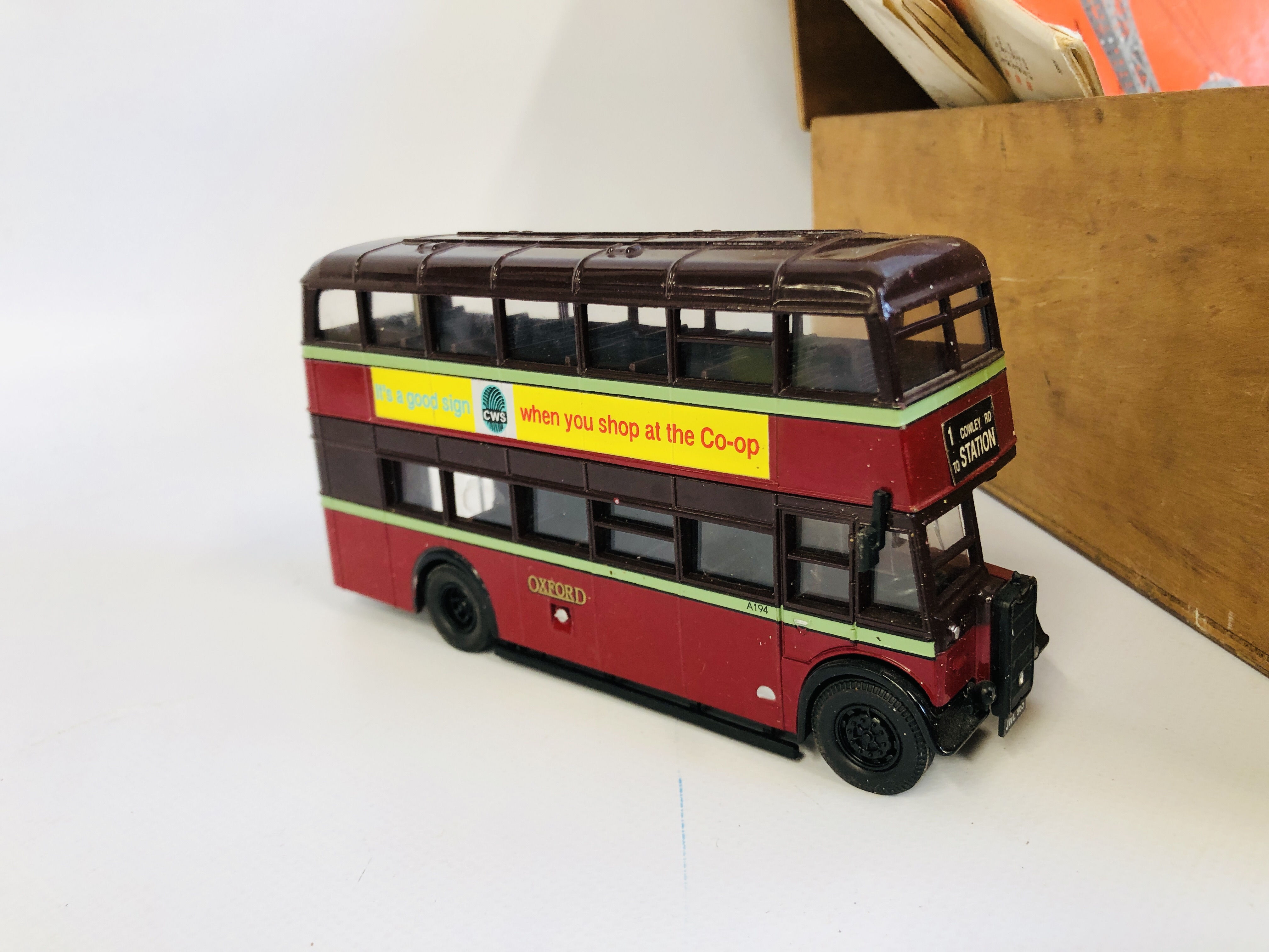 A BOX CONTAINING VINTAGE MECCANO AND CORGI BUS. - Image 9 of 10