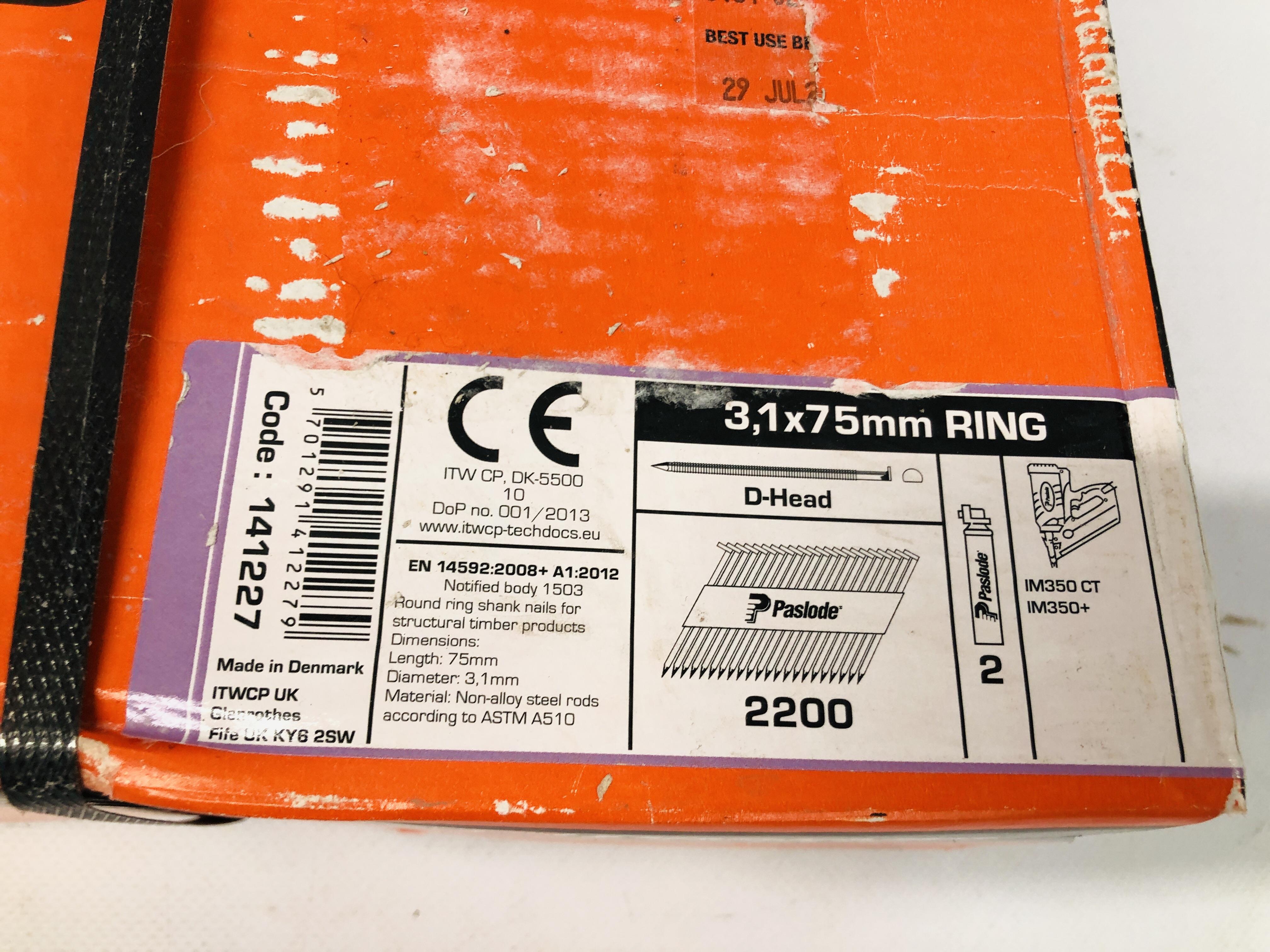 AS NEW PACK OF 2200 PASLODE 3,1 X 75MM RING D-HEAD NAILS. - Image 2 of 2