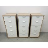 THREE FIVE DRAWER MODERN IKEA STORAGE CHESTS