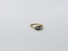 VINTAGE TWO STONE DIAMOND CROSS OVER RING MARKED 9CT.