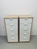 A PAIR OF FIVE DRAWER MODERN IKEA STORAGE CHESTS