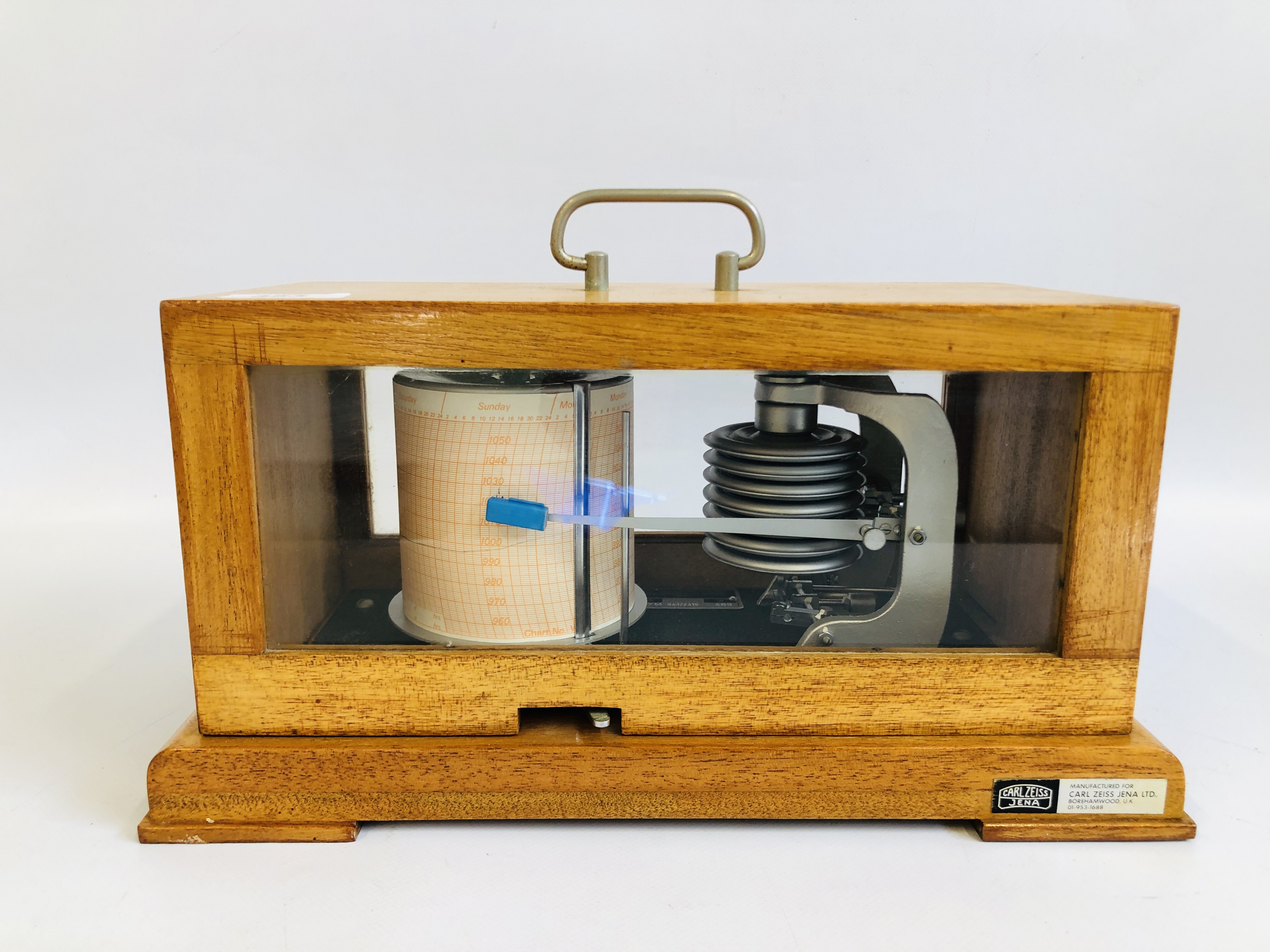 CARL ZEISS JENA MARINE BAROGRAPH IN ORIGINAL CASE.