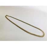 A 9CT GOLD FLAT LINK NECKLACE.