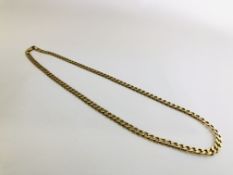 A 9CT GOLD FLAT LINK NECKLACE.