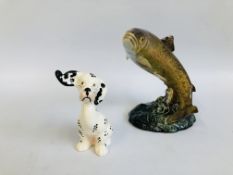 BESWICK TROUT AND A BESWICK DALMATION.