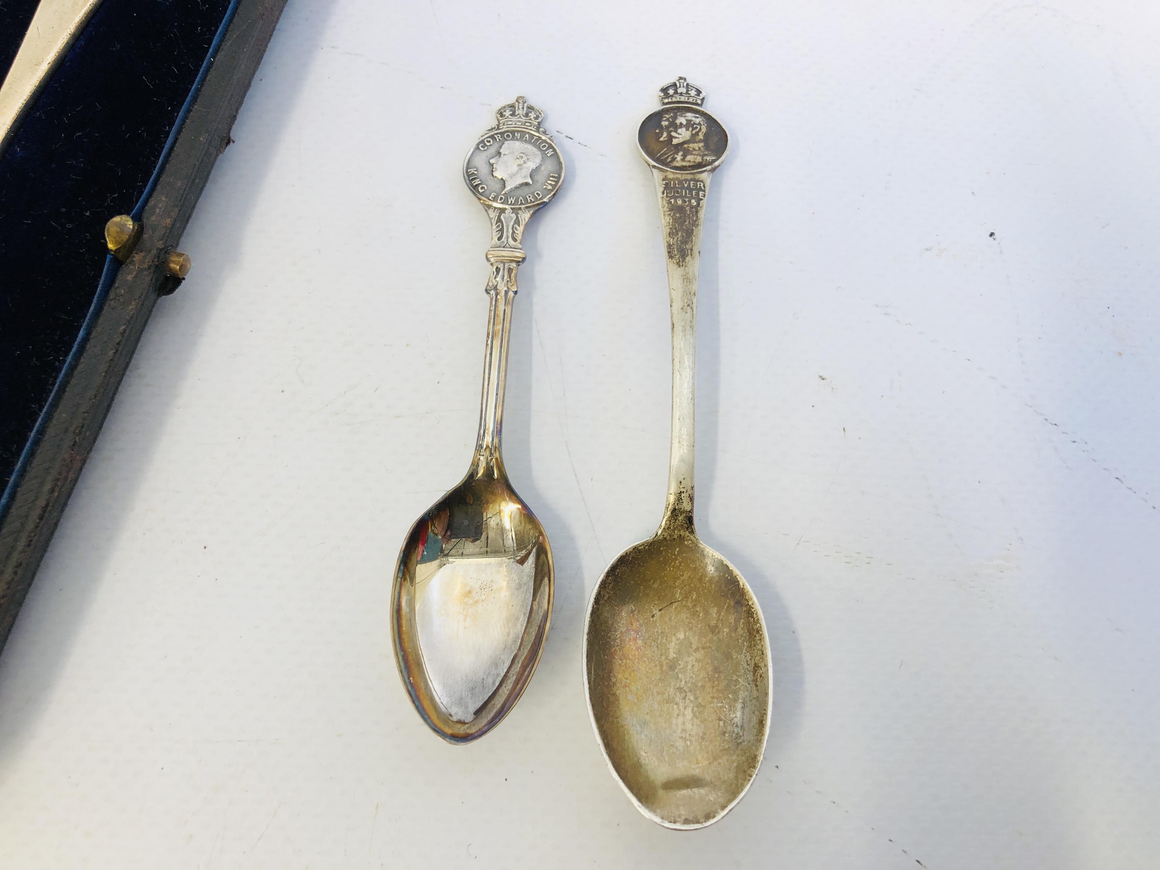 THREE ANTIQUE SILVER JAM SPOONS, CASED SILVER SPOON, LONDON ASSAY, SILVER JUBILEE SPOON, - Image 6 of 12