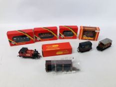 COLLECTION OF NINE 00 GAUGE ROLLING STOCK AND ENGINE INCLUDING SOME BOXED HORNBY