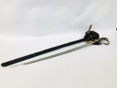 OFFICERS KLEID SABEL (DRESS SABRE) 1810 PATT M1879 MODEL IN PROTECTIVE LEATHER COVER - WE CANNOT