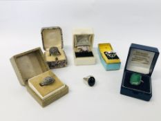 6 X ASSORTED VINTAGE SILVER RINGS TO INCLUDE MARCASITE AND STONE SET, ETC.