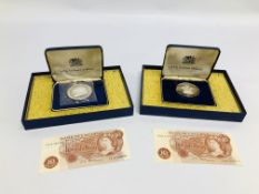 2 X 1969 PRINCE OF WALES INVESTITURE COMMEMORATIVE SOUVENIR MEDAL IN FITTED BOXES + 2 10 SHILLING