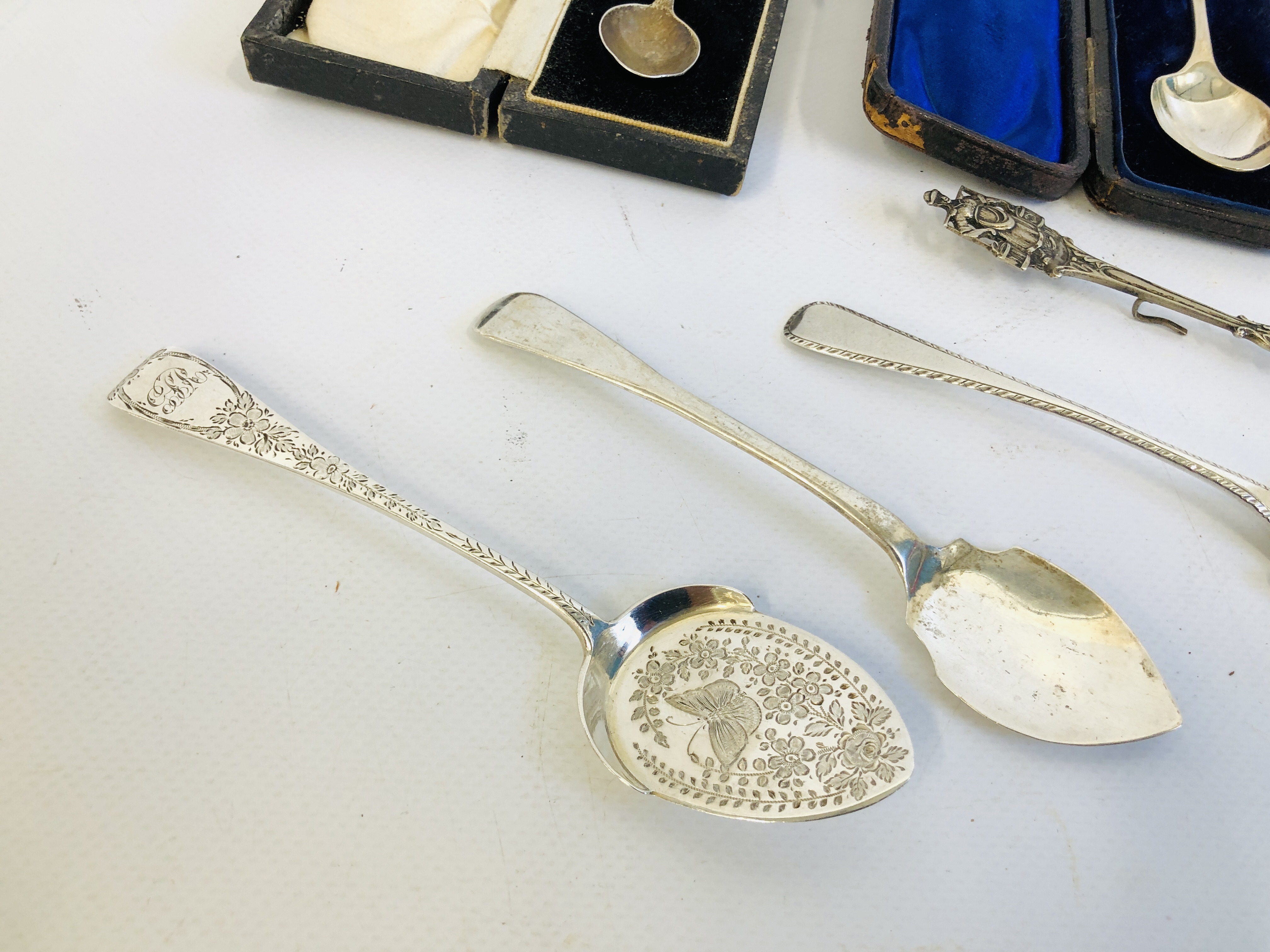 THREE ANTIQUE SILVER JAM SPOONS, CASED SILVER SPOON, LONDON ASSAY, SILVER JUBILEE SPOON, - Image 2 of 12