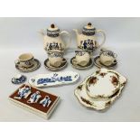 COLLECTION OF ASSORTED CHINA TO INCLUDE JOHNSON BROTHERS TEA SET AND ROYAL ALBERT COUNTRY ROSE