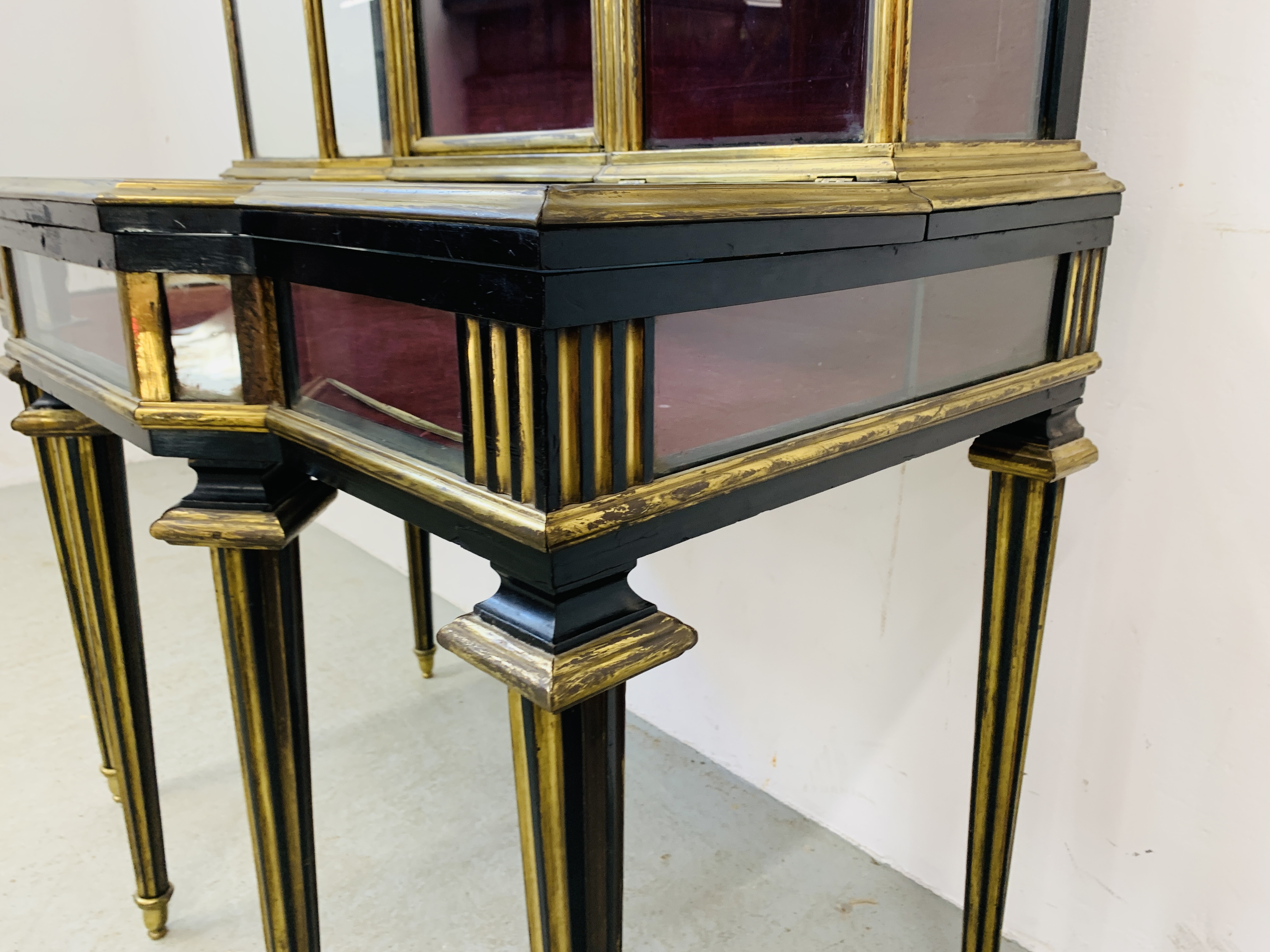 A C19th FRENCH BRASS AND EBONISED CABINET, THE TOP AND SIDES GLAZED, - Image 14 of 31