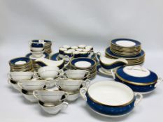 COLLECTION OF COALPORT ATHLONE - BLUE TEA, COFFEE AND DINNER WARE APPROX 106 PIECES.