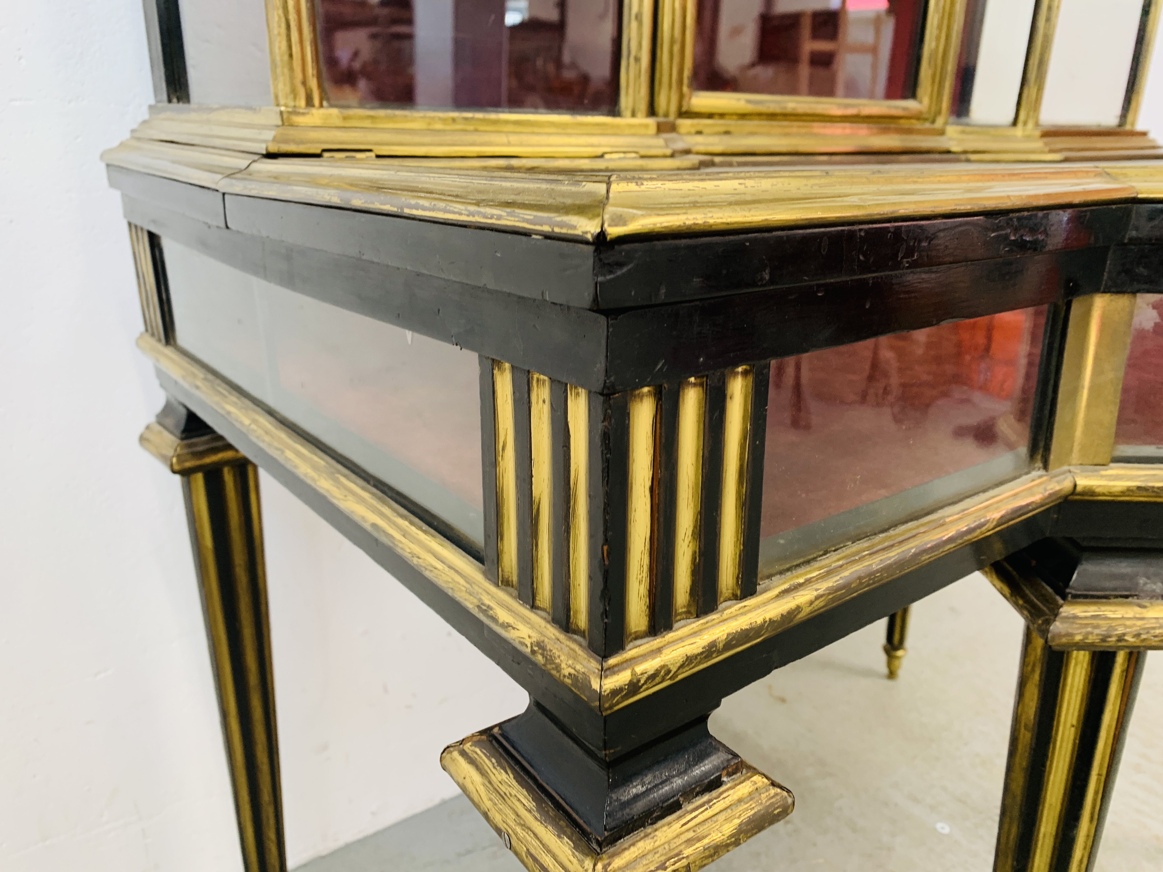 A C19th FRENCH BRASS AND EBONISED CABINET, THE TOP AND SIDES GLAZED, - Image 9 of 31