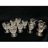 SET OF SIX C19TH GLASS CUSTARD CUPS THE BODIES OF LATTICE DESIGN HEIGHT 7.75CM.