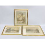 3 FRAMED WATERCOLOURS LOCAL INTEREST, BROADLAND SCENES ONE BEARING SIGNATURE HARWOOD.