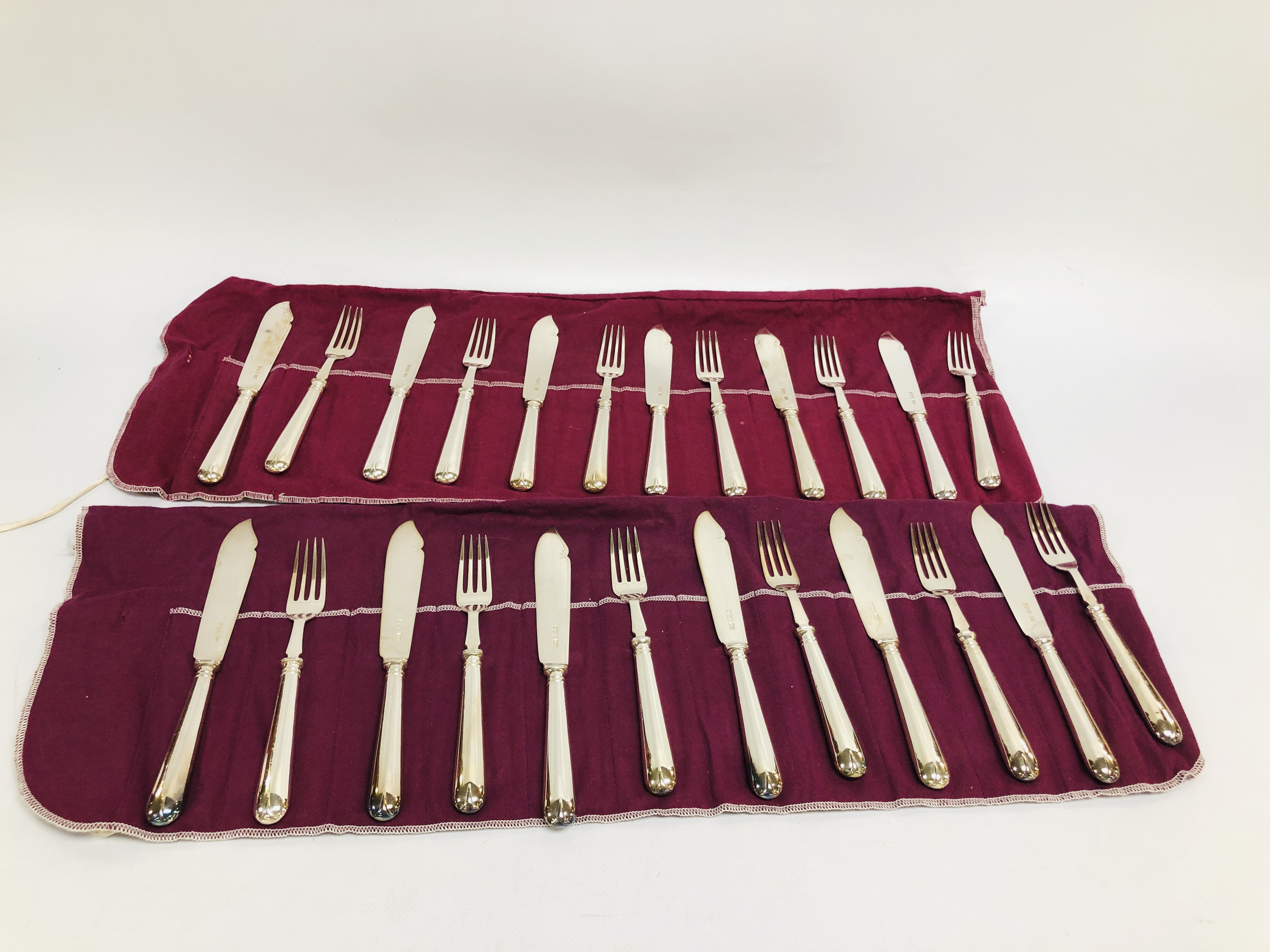 12 SILVER FISH KNIVES AND FORKS, W.R.