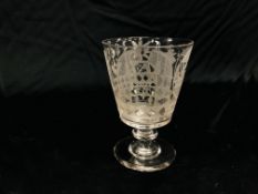 EARLY C19TH MASONIC RUMMER, TYPICALLY ENGRAVED HEIGHT 13CM.