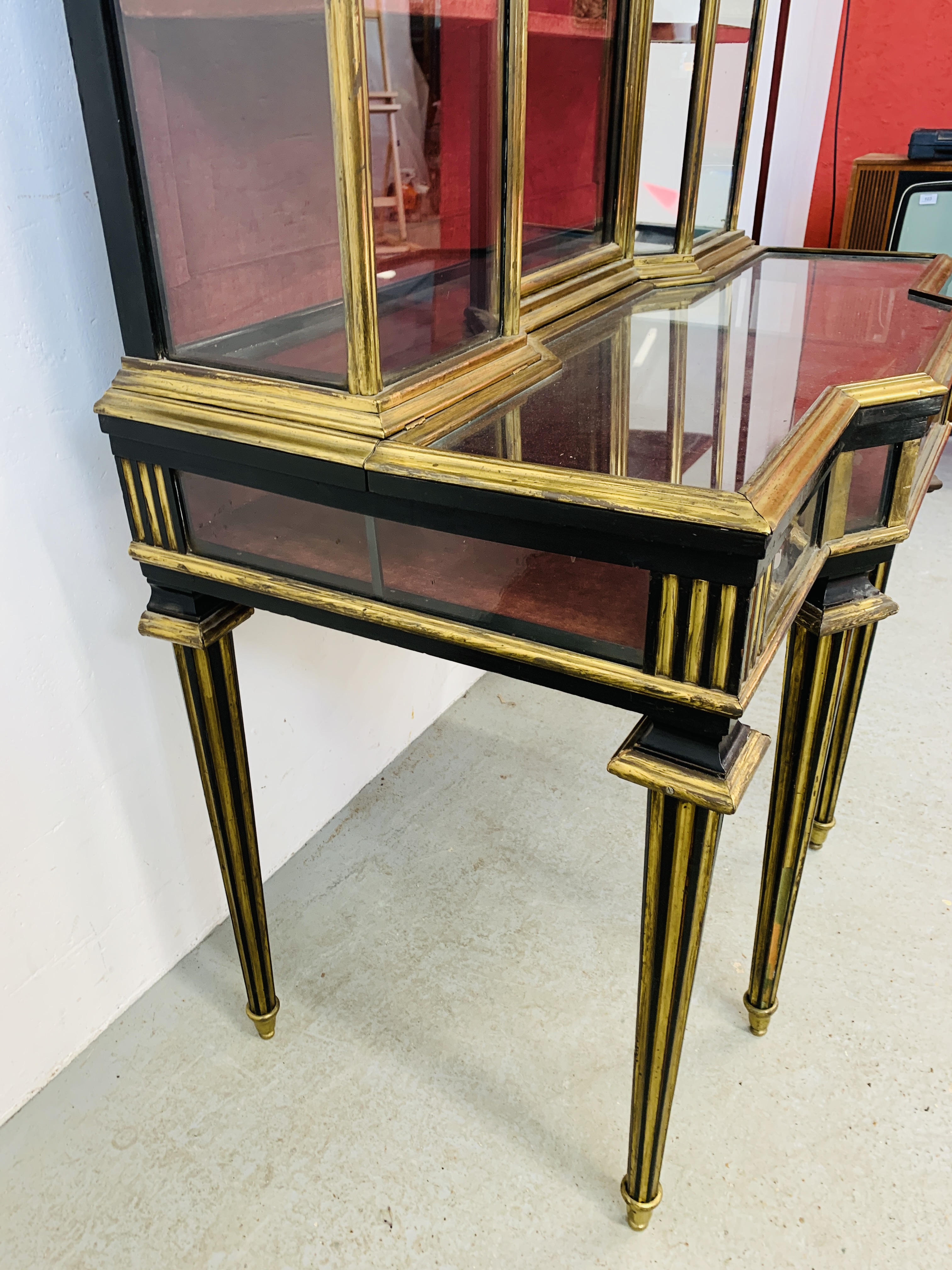 A C19th FRENCH BRASS AND EBONISED CABINET, THE TOP AND SIDES GLAZED, - Image 29 of 31