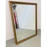 LARGE GILT FRAMED MIRROR WITH BEVELLED PLATE GLASS 100CM X 131CM.
