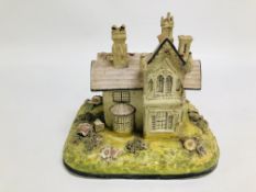 A RARE STAFFORDSHIRE PORCELAIN MODEL OF A HOUSE WITH A GOTHIC BAY,