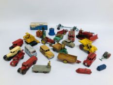 COLLECTION OF ASSORTED VINTAGE DINKY MODEL VEHICLES TO INCLUDE CONSTRUCTION AND FARMYARD VEHICLES