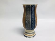 A POOLE POTTERY VASE INITIALLED PGS D TO BASE HEIGHT 26.