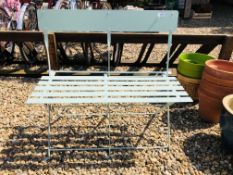 A MODERN METAL 2 SEAT GARDEN FOLDING BENCH.