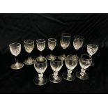 A GROUP OF ELEVEN C19TH AND LATER ASSORTED SHERRY GLASSES TO INCLUDE SOME PAIRS