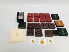 BOX OF ASSORTED EMPTY COIN CASES TO INCLUDE SOVEREIGN CASES AND VARIOUS CERTIFICATES, ETC.