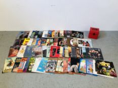 BOX AND A CASE CONTAINING QUANTITY OF ASSORTED RECORDS TO INCLUDE BLUR, MADONNA, CHER, PHIL COLLINS,