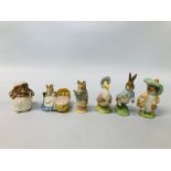 6 BEATRIX POTTER FIGURES TO INCLUDE JEMIMA, BENJAMIN BUNNY, TIGGY WINKLE ETC.